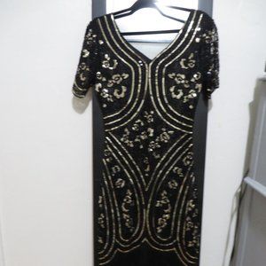 BABEYOND 1920s Flapper Dress Long Fringe Gatsby Roaring 20s Sequin Beaded Medium